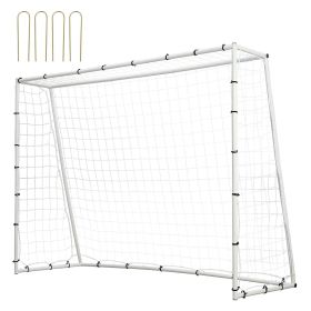 VEVOR Soccer Rebound Trainer, 8x6FT Iron Soccer Training Equipment, Sports Football Rebounder Wall with Double-Sided Rebounding Net & Goal