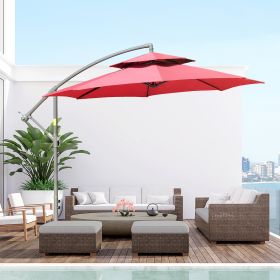 9' 2-Tier Cantilever Umbrella with Crank Handle (Option: Red-1670x300x170 mm)