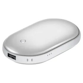 Portable Hand Warmer 5000mAh Power Bank Rechargeable Pocket Warmer Double-Sided Heating Handwarmer (Option: Silver)