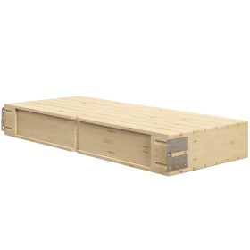 Aluminum Frame Folding Picnic Table, Portable Camping Table and Chairs Set with Umbrella Hole (Option: Natural Wood-930x120x433 mm)