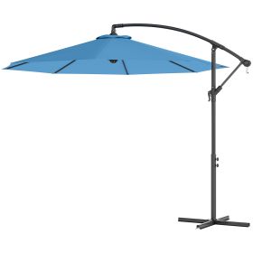 10' Cantilever Tilt Offset Patio Umbrella w/ UV & Water Safe Material & Cross Base (Weight Not Included), Blue (Option: Blue-1960x280x150 mm)