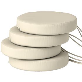 Patio Chair Cushions Set of 4 Round Seat Cushions for Dining Bistro Chairs Machine Washable, 15" x 15" x 3", Cream White (Option: Cream-390x390x320 mm)
