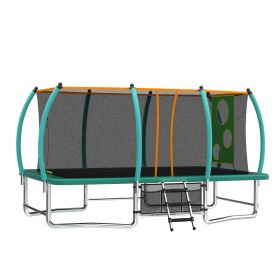 8X14FT Outdoor Square Trampolines For Kids Adults Long Rectangular Tumbling Trampoline (Option: Green)