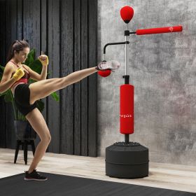 4-in-1 Boxing Punching Bag Stand with 2 Speedballs, 360° Relax Bar, & PU-Wrapped Bag & Adjustable Height, Red (Option: Red-200x200x980 mm)