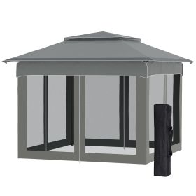 11x11 Outdoor Canopy, Portable Gazebo with Zipper Netting & Carry Bag Perfect for Backyard, Patio, Garden, Camping, Dark Gray (Option: Dark Gray-250x210x1190 mm)