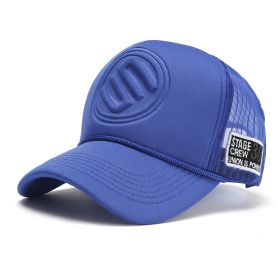 Trendy Brand Solid Color Tall Truck Hat Truck Hat For Men And Women Couples Caps (Option: Blue-One size)