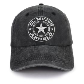 El Mejor Abuelo Hat For Men Women, Adjustable Embroidered Wash Cotton Baseball Cap (Option: Black)
