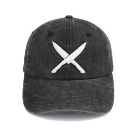 2pcs Knives Black Hat For Women Men, Adjustable Embroidered Wash Cotton Baseball Cap (Option: 2pcs)
