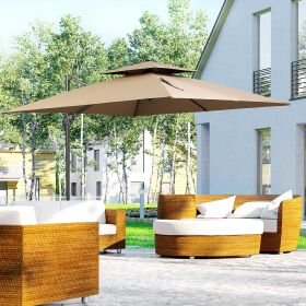 Offset Patio Umbrella with Base (Option: Coffee-2420x350x145 mm)