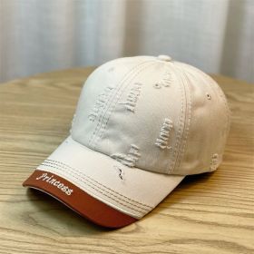 Double-stitching Shabby Embroidered Letter Baseball Cap (Option: Beige)