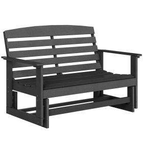Patio Glider Bench w/ HDPE Slatted Double Rocking Chair, Black (Option: Black-1200x280x715 mm)