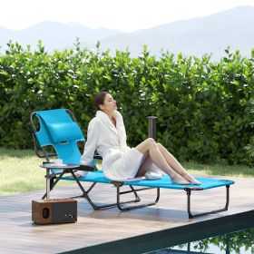 Folding Lounge Chair w/ Reclining Back (Option: Light Blue-850x190x730 mm)