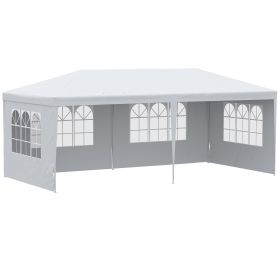 Large 20' x 10' Gazebo Canopy Party Tent with 4 Removable Window Side Walls, Outdoor Events - White (Option: White-1150x210x250 mm)