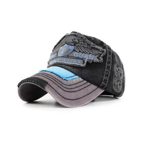 Wash and make old sun protection baseball cap (Option: Black-60cm)