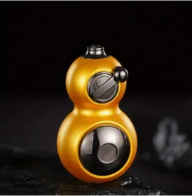 Torch Lighter, Black Myth Gourd Shape Lighter, Metal Windproof Torch Lighter, Portable Lighter, Flame Size Adjustable Refillable Gas Lighter, Met (Option: Yellow)
