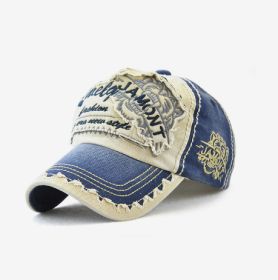 Embroidered Men's Outdoor Leisure Tiger Head Sun Hat (Color: Blue)