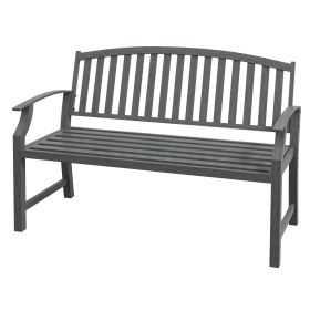 46" Outdoor Garden Bench, Metal Bench, Wood Look Slatted Frame Furniture for Patio, Park, Porch, Lawn, Yard, Deck, Gray (Option: Gray-1275x665x170 mm)