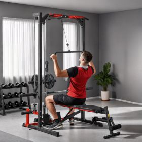 Folding Squat Rack with Pull Up Bar (Option: Black, Red-2080x240x75 mm)