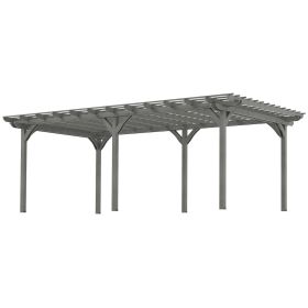 12' x 20' Outdoor Pergola, Wood Gazebo Grape Trellis with Stable Structure for Climbing Plant Support, Gray (Option: Gray-2260x365x130 mm)