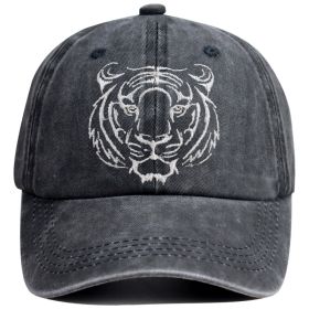 2pcs Tiger Embroidered Vintage Washed Baseball Cap - Hull City The Tigers World Cup Soccer Fan  Hat, Adjustable Unisex Cotton Cap (Option: 1pcs)