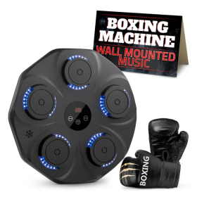 Music Boxing Machine For Adults Durable Wall Mounted Bluetooth Music Punching Machine With 9 (Color: Black)