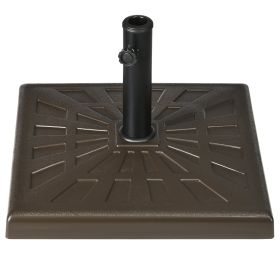 42lbs Resin Patio Umbrella Base, 20" Square Outdoor Umbrella Stand Holder for Parasol Poles 1.26", 1.5", and 1.9" Dia, Brown (Option: Brown-690x610x110 mm)