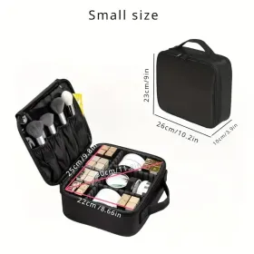 Large Capacity Travel Makeup Bag With Adjustable Dividers - High Quality Oxford Cloth Makeup Storage Box, Portable Makeup Storage Box For Women A (Option: Black)