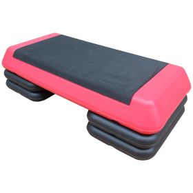 Adjustable Workout Aerobic Stepper In Fitness & Exercise Step Platform Trainer Red Black With 4 Risers (Option: Black red)