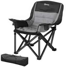 Camping Chair for Adults, Portable Folding Camping Chair with Side Pockets, Cup Holders, Carry Bag, Black and Gray (Option: Gray-700x260x260 mm)