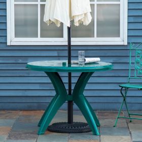 Patio Dining Table with Umbrella Hole Round Outdoor Bistro Table for Garden Lawn Backyard (Option: Green-945x130x945 mm)