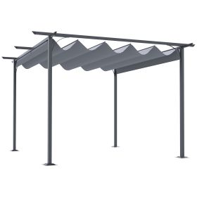 11.5' x 11.5' Outdoor Retractable Pergola Canopy, Metal Patio Shade Shelter for Backyard, Porch Party, Garden, Grill Gazebo, Gray (Option: Gray-2330x310x170 mm)