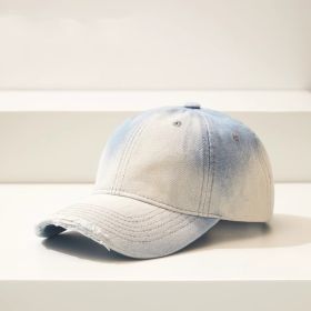Distressed Gradient Denim Casual All-match Ripped Baseball Cap (Option: Light Blue-Adjustable)