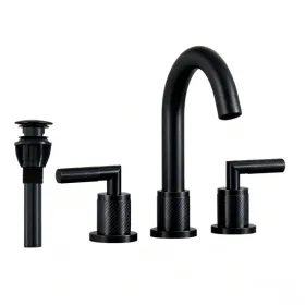 Bathroom Faucet 2 Handle Matte Black Bathroom Sink Faucet Widespread 3 Hole 360° Swivel Spout Modern Sink Basin Faucets 8 Inch[Unable Ship Weeken (Option: defaulttitle)