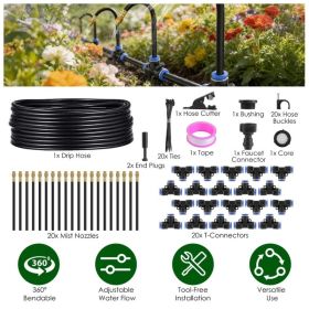 360° Bendable Drip Irrigation System With 49FT 5/8' Tubing Hose 5/16' Faucet Connector Automatic Watering Misting Kit For Garden Greenhouse Yard (Option: Black)