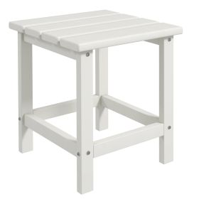 Adirondack Side Table, Square Patio End Table, Weather Resistant 15" Outdoor HDPE Table for Porch, Pool, Balcony, White (Option: White-392x485x120 mm)