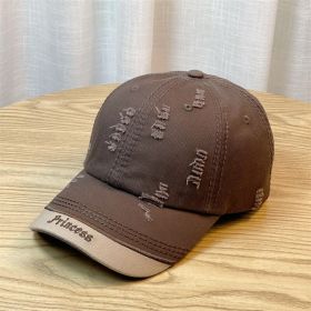 Double-stitching Shabby Embroidered Letter Baseball Cap (Option: Brown)