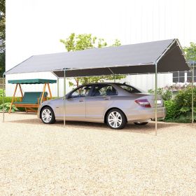 9.6' x 19.5' Carport Heavy Duty Galvanized Car Canopy w/ Included Anchor Kit (Option: Grey-1870x340x220 mm)