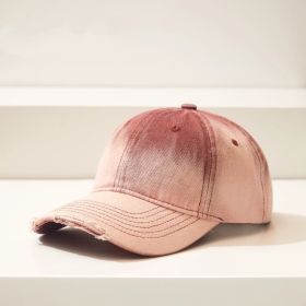 Distressed Gradient Denim Casual All-match Ripped Baseball Cap (Option: Wine Red-Adjustable)