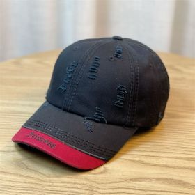 Double-stitching Shabby Embroidered Letter Baseball Cap (Option: Black)