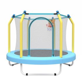 55-inch Trampoline For Kids Indoor & Outdoor Small Toddler Trampoline With Basketball Hoop (Option: Blue)