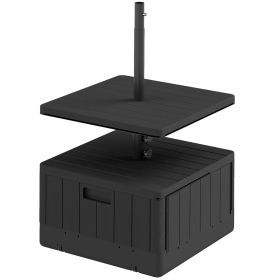 3-in-1 Outdoor Umbrella Base with Table Tray, Coffee End Table, Planter Box with Drain Hole, 175 lbs. Capacity Heavy Duty Fillable Patio Umbrell (Option: Black-640x625x150 mm)