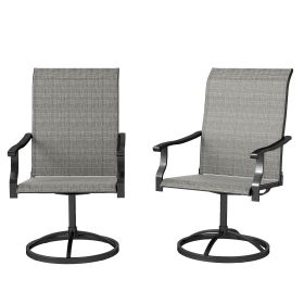 Patio Swivel Chairs Set of 2, High Back Patio Dining Chairs with All-Weather Mesh for Backyard, Lawn, Garden, Gray (Option: Gray-750x620x445 mm)