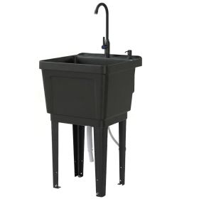 Portable 23-Gallon Utility Sink Laundry Tub for Washing Room, Freestanding Laundry Sink with Soap Dispenser, Black (Option: Black-530x500x390 mm)