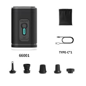 2026 Portable Air Pump With Retractable Keychain And Three-Level Adjustable Light For Quick Inflation And Pumping,Ideal For Camping, Travel, And (Option: Black)