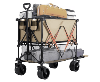Double-decker Truck With Brakes, 440-pound Large-capacity Truck Trolley Folding Truck (Option: Brown)