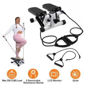 Steppers For Exercise, Mini Stair Stepper With Resistance Bands At Home Workout Equipment With 330.7LBS Loading Capacity, Hydraulic Fitness Stepp (Option: defaulttitle)