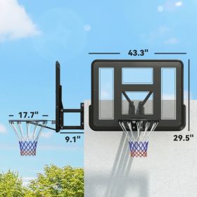 Soozier Wall Mounted Basketball Hoop, Basketball Goal Combo Kit With 43 Reinforced Shatter Resistant Backboard And All Weather Net For Indoor Or (Option: Black)