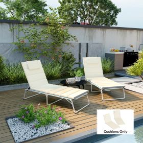 Foldable Chaise Lounge Cushion Set of 2 (Option: Cream White-690x360x370 mm)