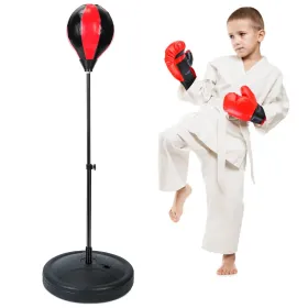 Punching Bag For Kids Junior Boxing Set Boxing Gloves Height Adjustable Free Standing Punching Ball Boxing For Kids Aged From 3 To 8Years Old (Option: Red)