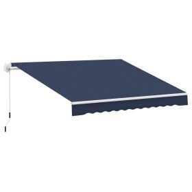 10' x 8' Retractable Awning, Patio Awnings, Sunshade Shelter w/ Manual Crank Handle, UV & Water-Resistant Fabric and Aluminum Frame for Deck, Ba (Option: Blue-1580x280x190 mm)